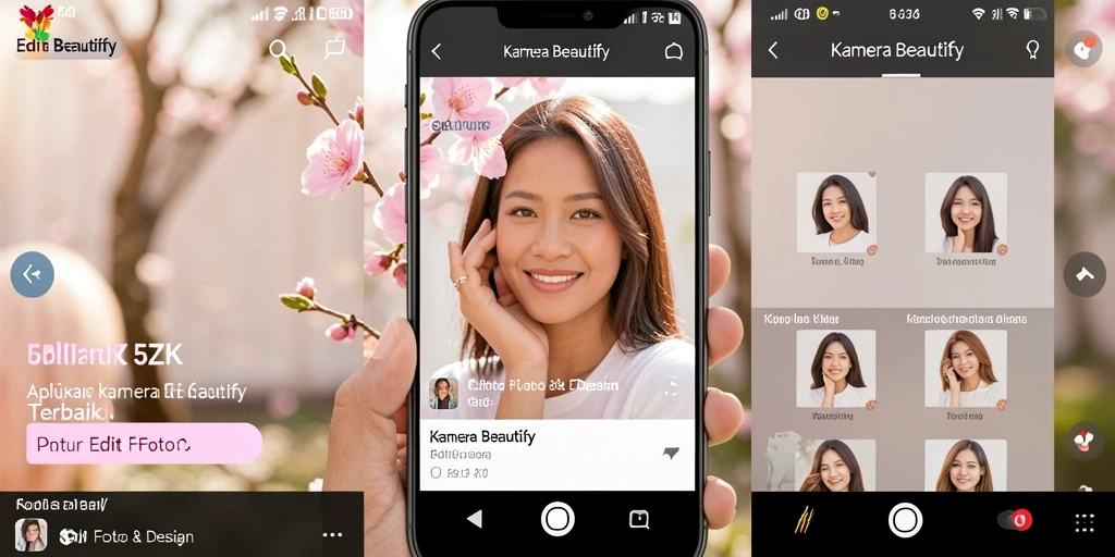 Antarmuka pengguna 5ZK dengan fitur Kamera Beautify yang menarik.