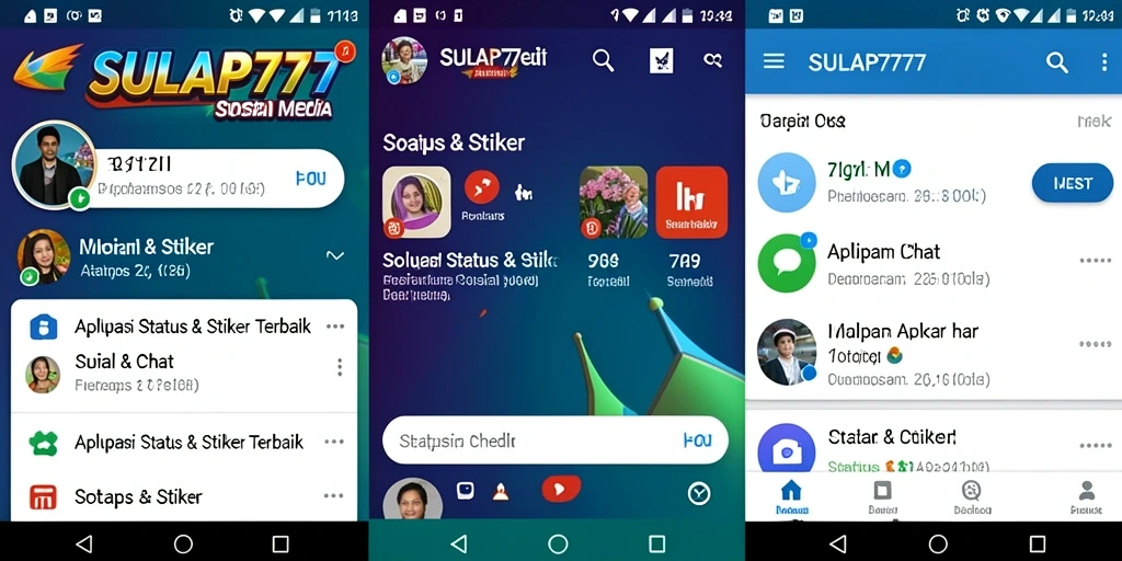 Antarmuka SULAP777 dengan stiker menarik untuk status pengguna.
