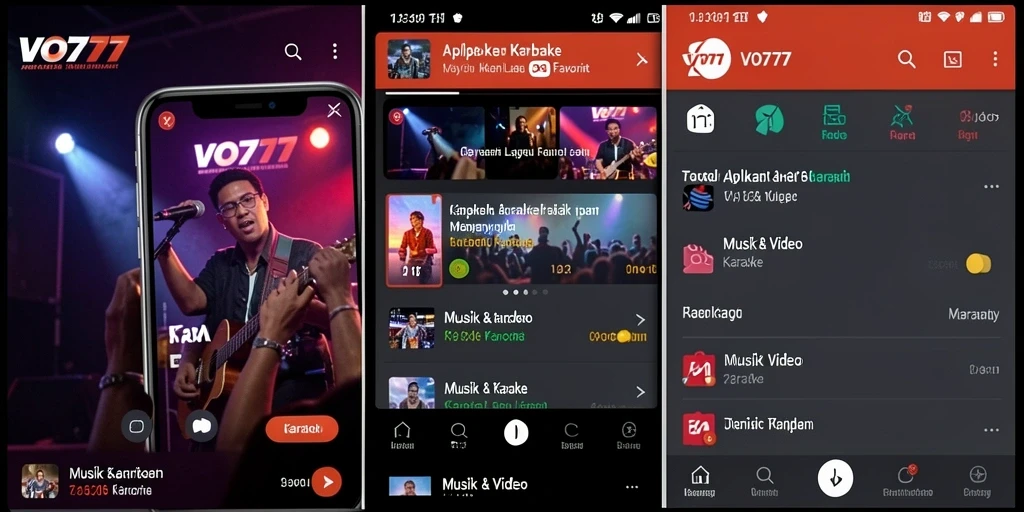 Screenshot aplikasi VO777 menampilkan antarmuka karaoke yang interaktif dan modern.