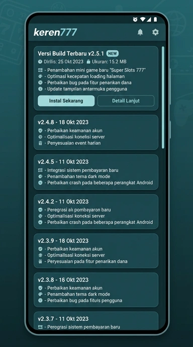 Riwayat Versi keren777 untuk Pengguna Android